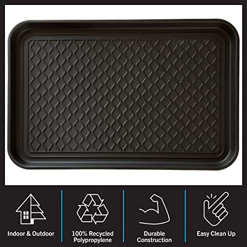 All-Weather Boot Tray 2-Pack - Water-Resistant Plastic Mud Pans, Pet Food Mats, and Outdoor or Indoor Shoe Mat for Entryway by Stalwart (Black) - Image 4