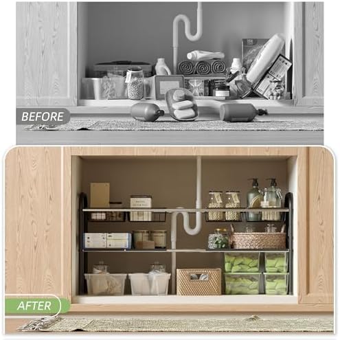 Under Sink Organizers and Storage,Expandable under cabinet organizer Shelf - Image 4