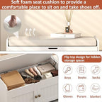 HOMEFORT 30" Shoe Bench with Lift Top Storage, Entryway Bench with Cushioned Seat, Wooden End of Bed Bench, Shoe Cabinet Bench with Hidden Storage Space, for Bedroom, Hallway,White - Image 5