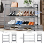 Expandable Shoe Rack for Closet, Entryway, Shoe Storage, 3-Tier, Grey - Image 3