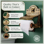 Renovators Supply Manufacturing Antique Brass Wall Mount Toilet Tissue Paper Holder 6.9" Wide Victorian Style Rust Resistant Solid Brass Bathroom Toilet Sanitary Paper Roll Holder Storage with Lid - Image 2