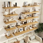 Vivelove 12 Inch Deep Floating Shelves 36” Set of 2, Oak - Image 2