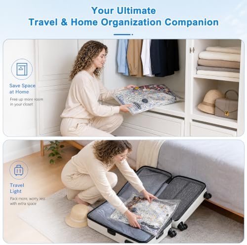 Vacuum Storage Bags for Travel with Rechargeable Cordless Pump, Space Saver Compression Bags for Clothing, Luggage Packing and Seasonal Storage(15 Combo Travel Size) - Image 7