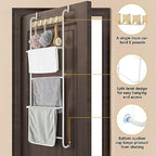 BTY Over The Door Towel Rack 5 Tier Towel Door Hanger for Bathroom Over The Door Towel Bar Hanger with Hooks Back of Door Towel Rod Organizer for Clothes Hand Towels (White) - Image 3