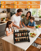 Spice Rack Organizer for Cabinet Expandable Metal 3 Tier Spice Rack Black - Image 4
