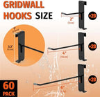 HUHOLE 60 Pack Black Gridwall Hooks, 2", 4", 6" Inch Display Hangers - Image 2