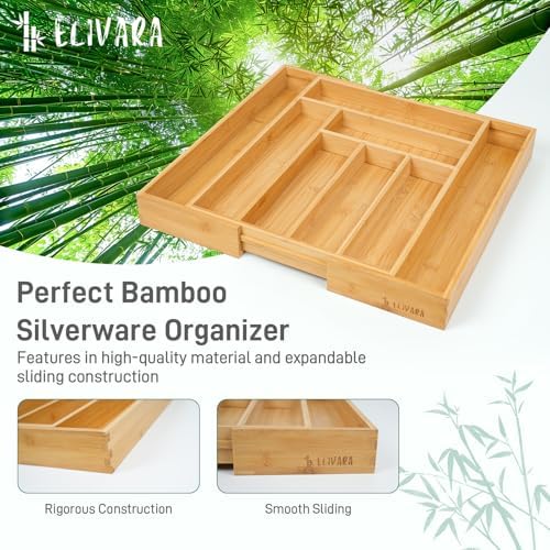 100% Bamboo Expandable Drawer Organizer - Adjustable Utensil and Cutlery Tray for Kitchen, Office, and Bathroom Storage. - Image 2