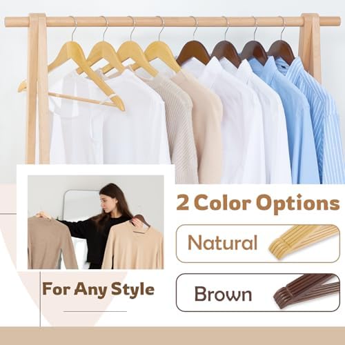 Solid Wooden Hangers, 30 Pack Walnut Slim Wood Hangers - Image 2