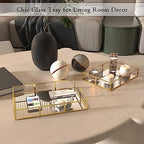 Perfume Tray Vanity Tray with Metal Frame, Gold Tray for Bathroom, Jewelry or Home Decoration 2 Pcs (L+S) - Image 5