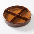 Bamboo Lazy Susan, 12'' Turntable Organizer with Removable Dividers by QXING
