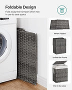 SONGMICS Laundry Hamper with Lid, 90L Double Wicker Basket, 6 Mesh Bags - Image 7