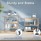 Rolling Kitchen Carts with Wheels, 3-Tier Utility Cart with Wood Tabletop - Image 6