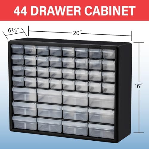 Akro-Mils 44-Drawer Plastic Storage Cabinet, 20"W x 6"D x 16"H, White - Image 3