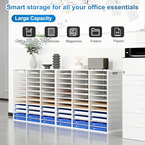 Mail Sorter Adjustable Countertop Mail Holder, Heavy Duty Literature Organizer, Student Mailbox for Classroom, Desktop Bill Paper Organizer for Office Home School, 36 Compartments, White - Image 4