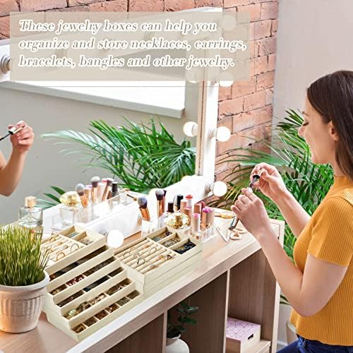 Junkin 18 Pcs Stackable Jewelry Drawer Organizer Inserts Beige - Image 6