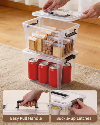 Citylife 6 Packs 6 QT Plastic Storage Bins with Latching Lids Clear Storage Box with handle Stackable Storage Containers for Organizing Snacks, Crafts, Toys, Tools - Image 4