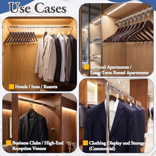 12 Pack Hotel Suit Hangers 17.5" Anti-Theft Security Hangers, Brown - Image 5