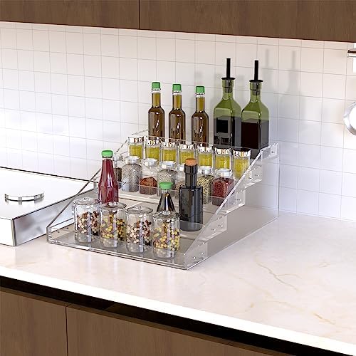 PMMASTO Wide Clear Acrylic Spice Rack for Countertops- 5 Tier - Image 2