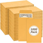 1000 Pack Money Envelopes 3.5x6.5in Brown Kraft Small Cash Envelopes Small Parts Envelopes with Gummed Flap for Home and Office Use, Small Item Organizer by UZLUbuywithconfidence
