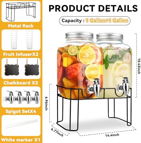 1 Gallon Glass Drink Dispensers For Parties，Lemonade Beverage Dispenser With Stand And Spigot For BBQ, Picnic, Party,Laundry Detergent Dispenser - Image 2