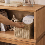 UBBCARE 2 Pack Wicker Basket, 13.4L×8.3H×7.1W inch Woven Paper Rope Storage Baskets for Shelves, Foldable Rectangular Storage Baskets with Handle, Storage Basket for Organizing, Natural - Image 5