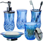 Blue Bathroom Accessories, Round Thick Glass & Metal Pump by ZIVQEXMURL