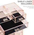 Sorbus Makeup Organizer, 6-Drawer Acrylic 2-Piece Set (Pink) - Image 6