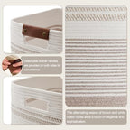 85L Tall Woven Laundry Basket Hamper with Leather Handles,Brown​ - Image 5