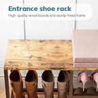 Shoe Rack Bench for Entryway 3-Tier, Free Standing Shoe Racks with Seat Cushion, Narrow Shoe Storage Shelf with Boot Organizer, Shoe Rack for Small Spacesh with Wood Bench (Brown+Brown) - Image 6