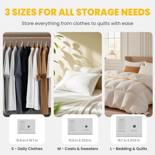 24 Pack Vacuum Storage Bags with Electric Pump, Type-C Rechargeable Portable Vacuum Seal Bags for Clothes, Travel Space Saver Bags for Luggage, Closet, Bedding & Home Storage, White - Image 4