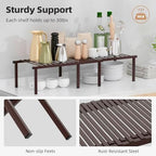 STORAGE MANIAC Expandable Cabinet Organizer Shelf, Set of 4, Brown - Image 3