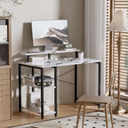 Pamray 33.5 Inch Small Computer Desk with Monitor Stand and Shelves - Image 2