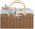 HBlife Baby Diaper Caddy Organizer, Large Portable Scalloped Plastic Wicker Woven Basket with Divider, Nursery Diaper Station, Baby Shower Gifts Basket, Car Organizer, Washable Waterproof by HBlife