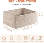 OIAHOMY 4 Pack 14.17 * 11.02 * 6.3IN Storage Baskets for Organizing Shelves, Woven Rope Baskets for Organizing Books, Clothes, Decorative Basket for Living Room, Nursery, Bedroom, Gift Basket, Brown - Image 2