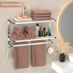 23 Inches 3-Tier Towel Racks for Bathroom with Towel Bars Multilayer Hotel Towel Shelf Stainless Steel Wall-Mounted Brushed Finish Holder with Towel Shelves - Image 5