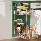LOVMOR 2 Tier Individual Pull Out Cabinet Organizer 7.5" W x 21.5" D, Slide Out Kitchen Cabinet Storage Sliding Shelves - Image 5