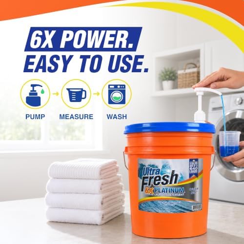Ultra Fresh 6X Platinum 5 Gallon Liquid Laundry Detergent, Concentrated Laundry Soap with Deep Cleaning Power for Washing Machine, Original Blue - Image 4