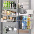 DTUQYX Magnetic Spice Rack for Refrigerator, 7 Pack Metal Magnetic Shelf, Moveable Magnetic Storage Fridge Organizer Grey, Spice Organizer, Hook Rack, Paper Towel Holder, Cutting Board Holder, HM5471 by DTUQYX