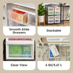 IRIS USA 8-Pack, 6 Qt. Small Stacking Drawer Storage Organizer, White - Image 4