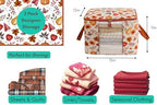 Chaos Cleared Canvas Storage Bags Designer Organizer 2 Pack – Seasonal Storage for Sweaters, Blankets, Linens & Garments – Foldable Design with Zip & Window (Autumn Print) - Image 2