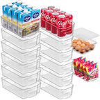 Oizeir Refrigerator Organizer Bins - Clear Plastic, Stackable, Narrow and Wide Bin Sizes, Egg Tray with Lid. Great Storage for Fridge, Cabinets, Countertops and Pantry. (Set of 12) by Oizeir