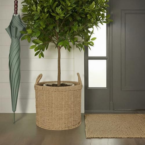 Household Essentials Round Seagrass Basket with Handles, Natural - Image 7