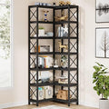 Tribesigns 7-Shelf Corner Bookshelf,Large Modern Corner Bookcase, 7-Tier Tall Corner Shelf Storage Display Rack with Metal Frame for Living Room Home Office (Black) by Tribesigns