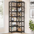 Tribesigns 7-Shelf Corner Bookshelf,Large Modern Corner Bookcase, 7-Tier Tall Corner Shelf Storage Display Rack with Metal Frame for Living Room Home Office (Black) by Tribesigns