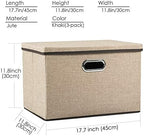 PRANDOM Large Collapsible Storage Bins with Lids [3-Pack] Jute Fabric Foldable Storage Boxes Organizer Containers Baskets Cube with Cover for Home Bedroom Closet Office Nursery (17.7x11.8x11.8) - Image 6