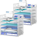 Daltack 6-Tier Paper Organizer for Desk with Handle, White, 2 Pack by DALTACK
