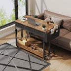 WINAZ Rolling Standing Desk Adjustable Height with Drawers on Wheels, 40 Inch Portable Mobile Stand Up Computer Desks for Bedroom Home Office, Couch Sofa Side Laptop Table with Storage, Rustic Brown - Image 4