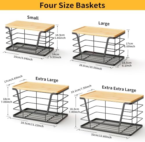 ALOCEO 4 Pack Stackable Storage Bins with Lids, Stainless Steel Trash Bag Dispenser Roll Holder for for Kitchen Sink, Laundry, Pantry Organizer and Storage, Black - Image 2