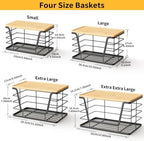 ALOCEO 4 Pack Stackable Storage Bins with Lids, Stainless Steel Trash Bag Dispenser Roll Holder for for Kitchen Sink, Laundry, Pantry Organizer and Storage, Black - Image 2