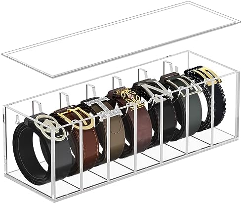 FEMELI Acrylic Belt Organizers for Closet 7-Slots Belt box with Dust Cover by FEMELI